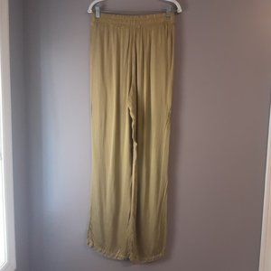 Made in Italy Giulia Dal Piano Gold Coloured Silky Flowy Wide Leg Pants Size L